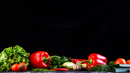 fresh vegetables black background mockup for copy space