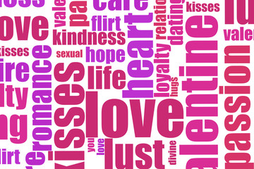 Abstract valentines day word cloud
