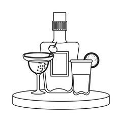 tequila bottle and margarita cocktail