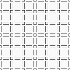 Vector seamless pattern. Regularly repeating geometric tiles with linear squares and lines.