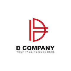 D letter logo design vector template