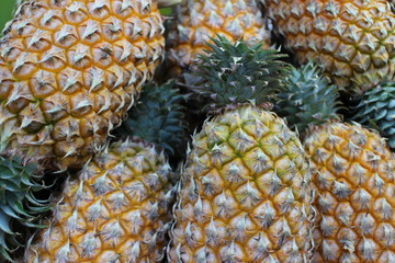 A Pile of Pine Apple, Street Food in Bangkok, Thailand