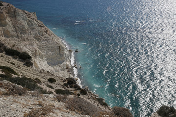 Cyprus - Mediterranean Sea beach. Petra tou Romiou - Aphrodite's Rock.