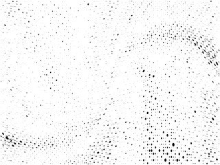 Abstract Halftone gradient dots background. Black white grunge texture. Pop Art circle comic pattern. Outer space, rays twisted, vector. Template for presentation flyer, business cards, stickers