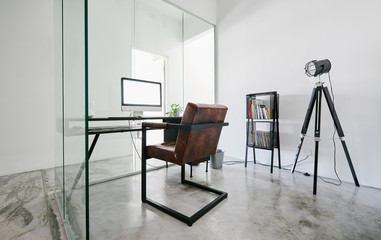 Soho office interior with loft style interior design  .