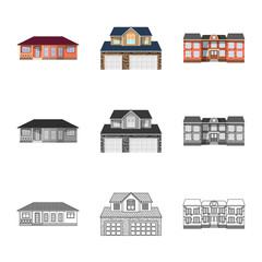 Naklejka premium Vector design of building and front icon. Collection of building and roof stock symbol for web.