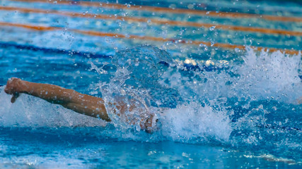 Swimmers compete in the sports pool