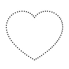 Heart love symbol for Valentine's day from abstract schematic from the black dots along the perimeter. Vector illustration.