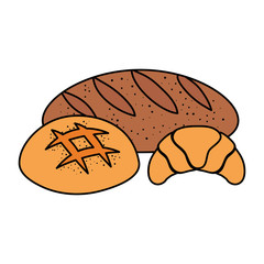 delicious breads set icons