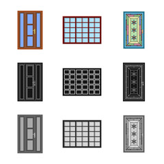 Vector illustration of door and front sign. Collection of door and wooden vector icon for stock.