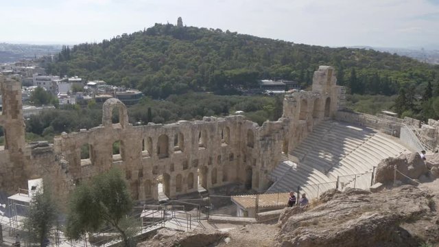 View of Odeon of Herodes Atticus, the Acropolis, UNESCO World Heritage Site, Athens, Greece, Europe