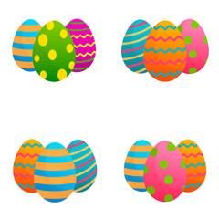 Fototapeta na wymiar Easter eggs vector icons flat style on white background