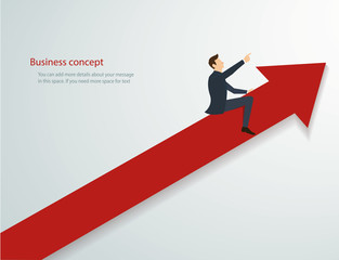 businessman ride on arrow and space for write background. vector illustration eps10