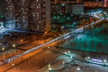 Fototapeta na wymiar night city traffic road