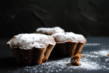 Muffins are filled with powdered sugar