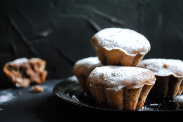 Cupcakes on a black background
