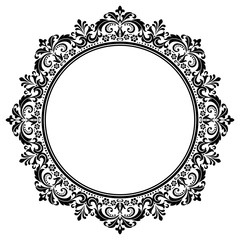 Decorative frame Elegant vector element for design in Eastern style, place for text. Floral black border. Lace illustration for invitations and greeting cards