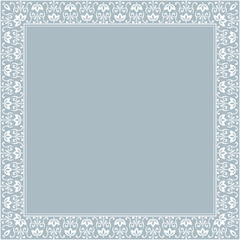 Decorative frame Elegant vector element for design in Eastern style, place for text. Floral blue border. Lace illustration for invitations and greeting cards