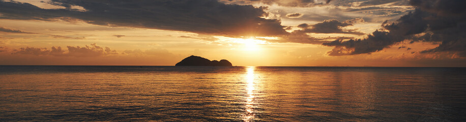 Sunset on a tropical sea. Ocean landscape. Thailand