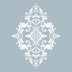 Damask graphic ornament. Floral design element. Blue vector pattern