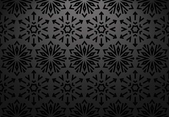 Abstract geometric pattern with lines, snowflakes. A seamless vector background. Black texture. Graphic modern pattern