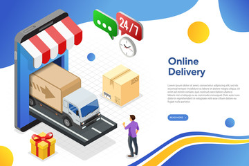 Internet Shopping Online Delivery Isometric Concept