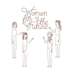 women with label women for the future character