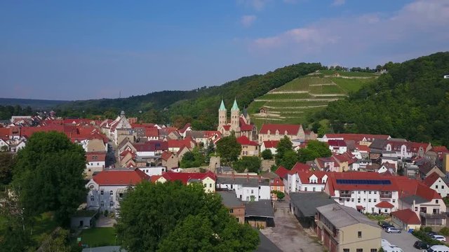 Aerial view of the town of Freyburg, Unstrut, Saxony-Anhalt, Germany