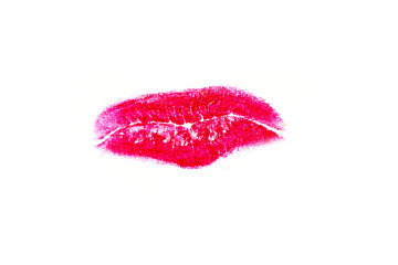Kisses, love, lipstick, postcard, isolate, white background, print.