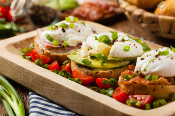 Sandwiches with a poached egg