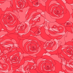Vector seamless floral pattern. Pink roses background