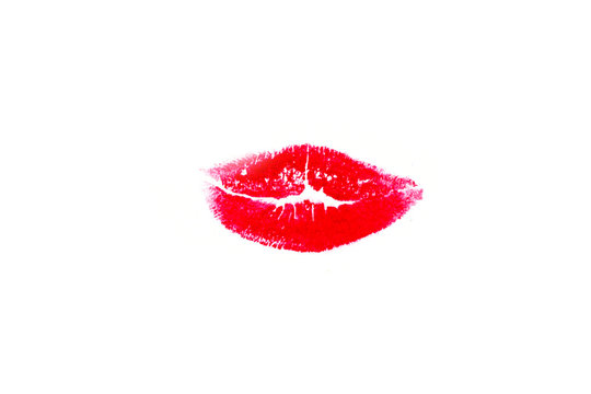 Kisses, love, lipstick, postcard, isolate, white background, print.