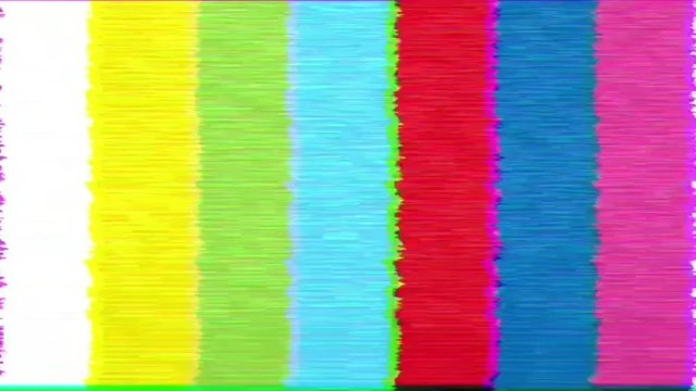 Old bad TV sync. Analogue television screen with noise.  Bad signal on colorful test screen from old tv.