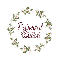 powerful queen label with flowers frame icons