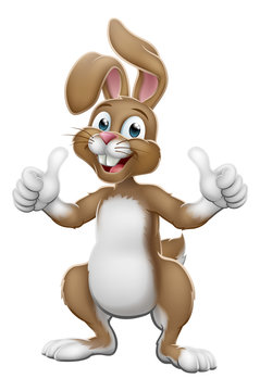 Easter bunny rabbit cartoon character giving a thumbs up