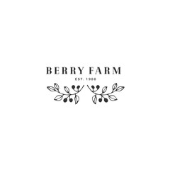 Hand drawn floral logo template in minimal style.