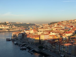 Porto, Portugal: view of the city from the bridge on a sunny morning 