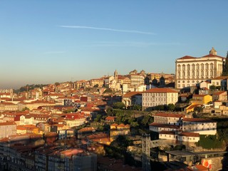 Fototapeta na wymiar Porto, Portugal: view of the city from the bridge on a sunny morning 