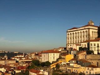 Porto, Portugal: view of the city from the bridge on a sunny morning 