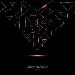 Abstract silver triangles with laser lighting on black background technology concept