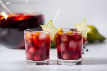  Delicious red sangria cocktail with fruits 