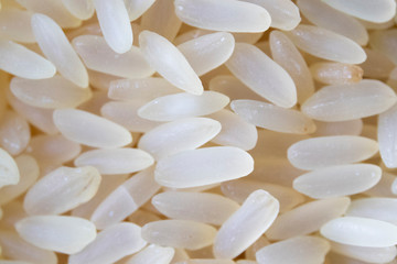 Fototapeta na wymiar Raw rice grains macro