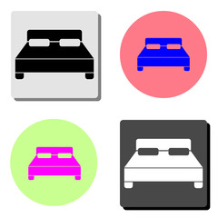 Double hotel room bed. flat vector icon