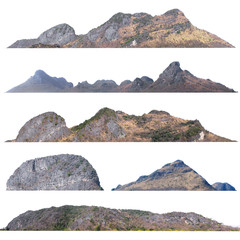 collection of mountain isolate on white background