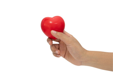 Obraz premium Stress reliever foam ball on woman hand isolated on white.