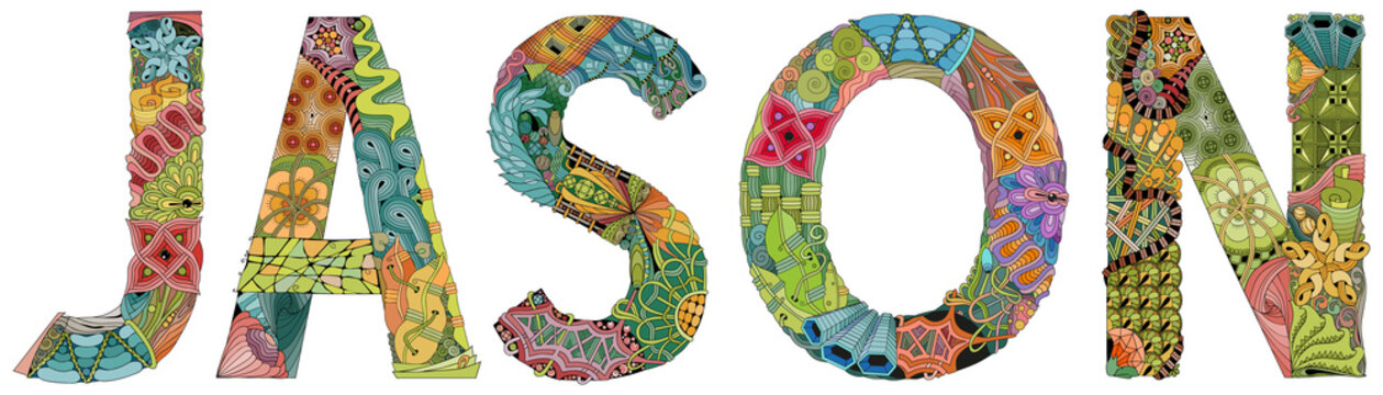 Female name JASON. Vector decorative zentangle object