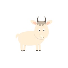 Cute goat on white background. Vector illustration.