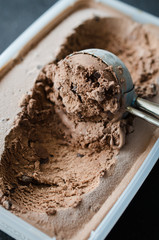 Scoop with delicious chocolate ice cream ball