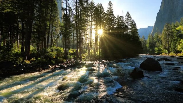 Beautiful morning shot of the Merced River in Yosemite.