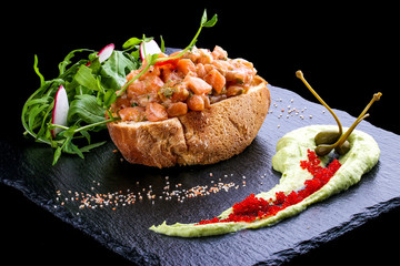 Salmon Tartar with avocado sauce